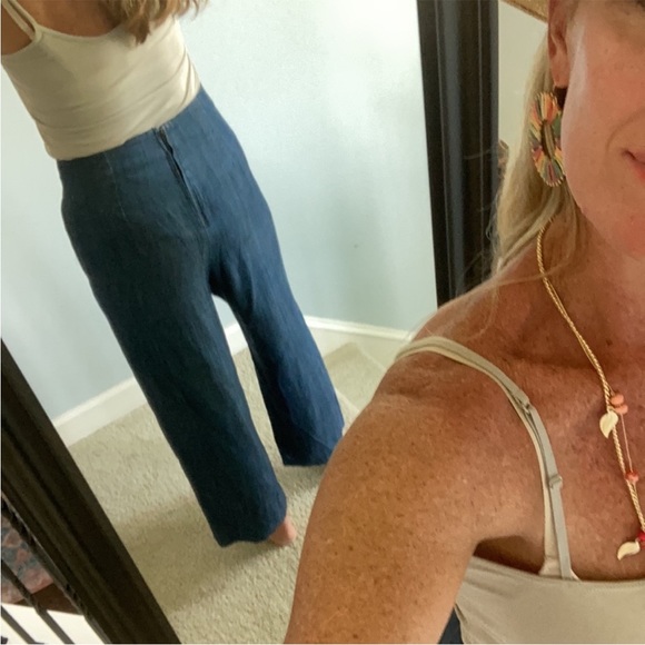 Wide Leg Chambray Denim Pants - Picture 7 of 7